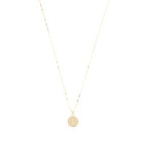 GOLDEN CLEF Gold/C Made In Italy 14kt Gold Initial Disc Pendant Necklace